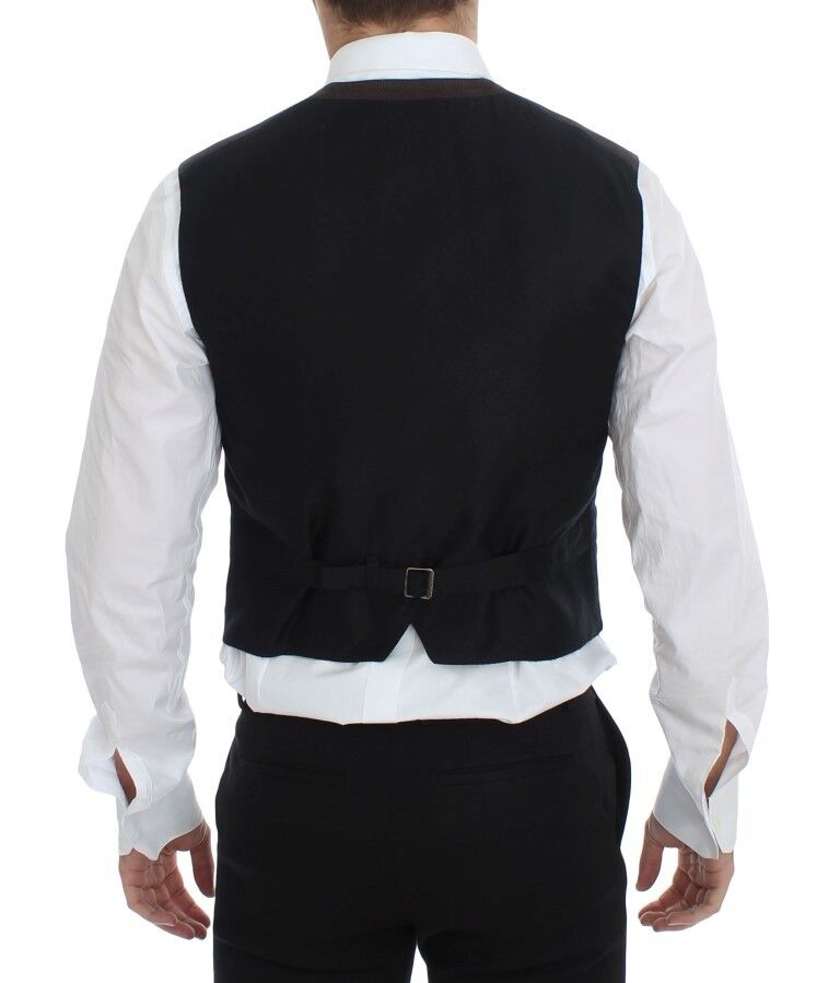 Dolce &amp; Gabbana Brown Cotton Blend Dress Vest Waistcoat