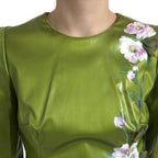 Dolce &amp; Gabbana Green Floral Embellished Sheath Midi Dress
