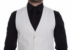 Dolce &amp; Gabbana White Cotton Silk Blend Dress Vest Blazer