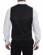 Dolce &amp; Gabbana Gray Striped Wool Logo Vest Gilet Weste