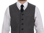 Dolce &amp; Gabbana Gray Cotton Blend Logo Vest Gilet Weste