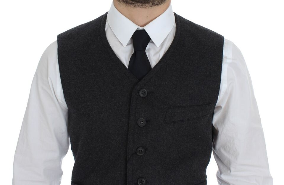Dolce &amp; Gabbana Gray Wool Blend Vest Gilet Weste
