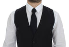 Dolce &amp; Gabbana Black Striped Wool Single Breasted Vest