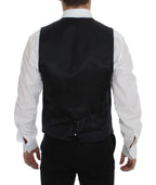 Dolce &amp; Gabbana Gray Striped Wool Logo Vest Gilet Weste