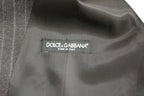 Dolce &amp; Gabbana Gray Striped Wool Logo Vest Gilet Weste
