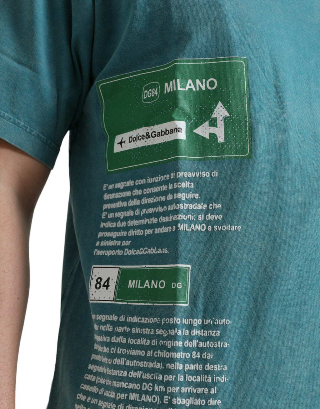 Dolce &amp; Gabbana Blue Cotton Milano Street Round Neck T-shirt