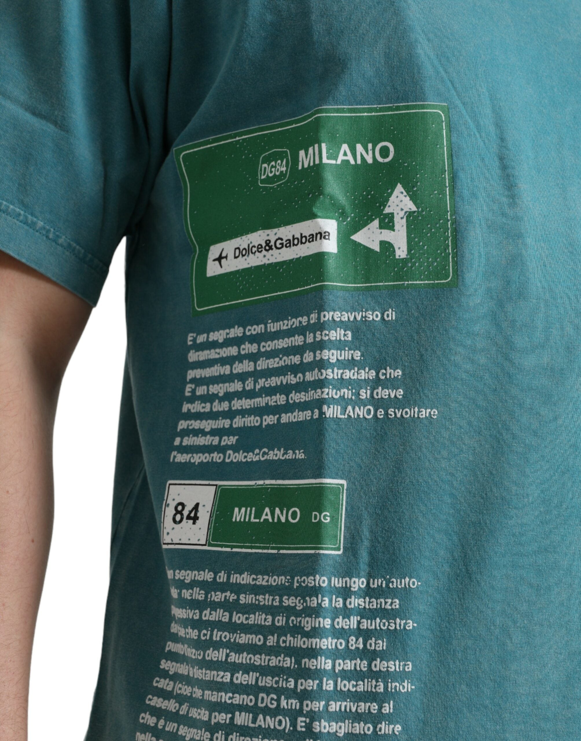 Dolce &amp; Gabbana Blue Cotton Milano Street Round Neck T-shirt