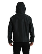 Dolce &amp; Gabbana Black Polyester Logo Plaque Hooded Jacket
