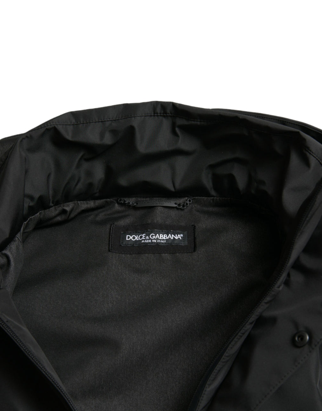 Dolce &amp; Gabbana Black Polyester Logo Plaque Hooded Jacket