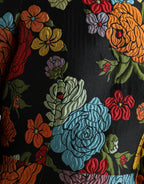 Dolce &amp; Gabbana Black Floral Embroidery Knee Length Dress