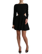 Dolce &amp; Gabbana Black Viscose Cut Out A-line Long Sleeves Mini Dress