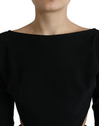 Dolce &amp; Gabbana Black Viscose Cut Out A-line Long Sleeves Mini Dress