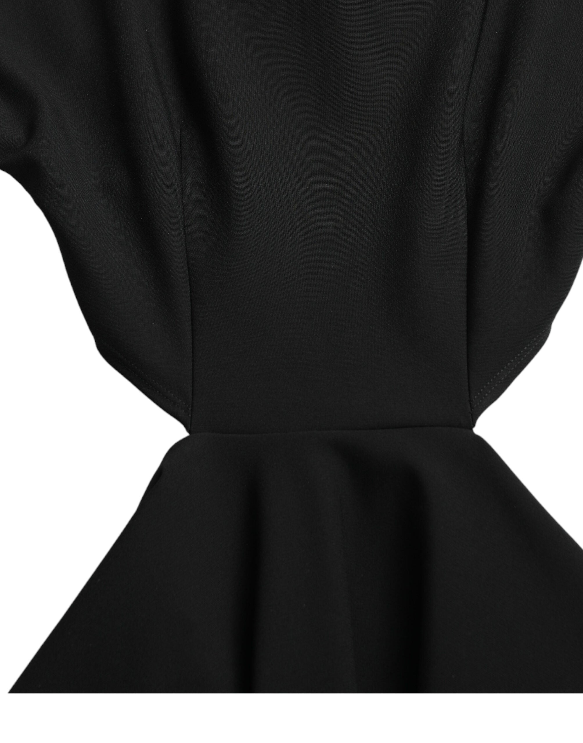 Dolce &amp; Gabbana Black Viscose Cut Out A-line Long Sleeves Mini Dress