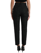 Dolce &amp; Gabbana Black Polyester High Waist Tapered Pants