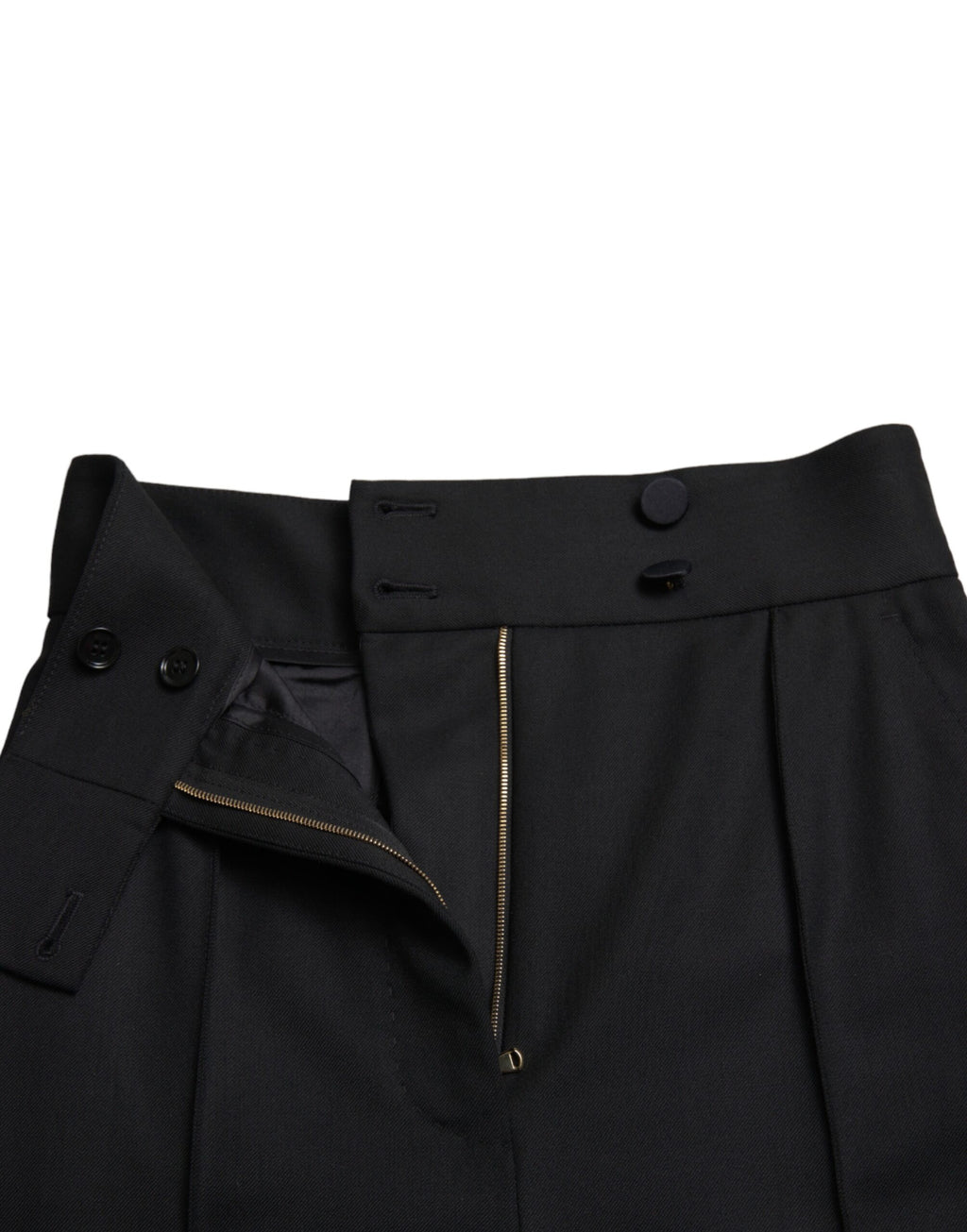 Dolce &amp; Gabbana Black Wool High Waist Tapered Pants