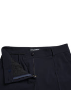 Dolce &amp; Gabbana Blue Mid Waist Tapered Cropped Pants