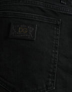 Dolce &amp; Gabbana Black Cotton Stretch Bermuda Denim Shorts
