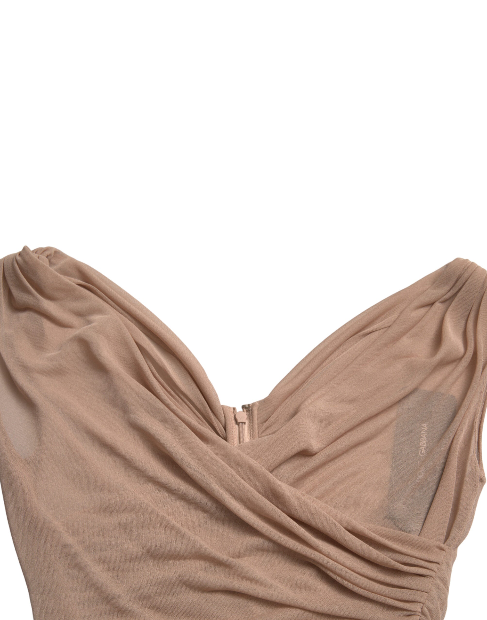 Dolce &amp; Gabbana Beige Viscose V-neck Sleeveless Tank Top