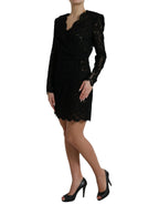 Dolce &amp; Gabbana Black Bodycon Lace Cotton Sheath Mini Dress