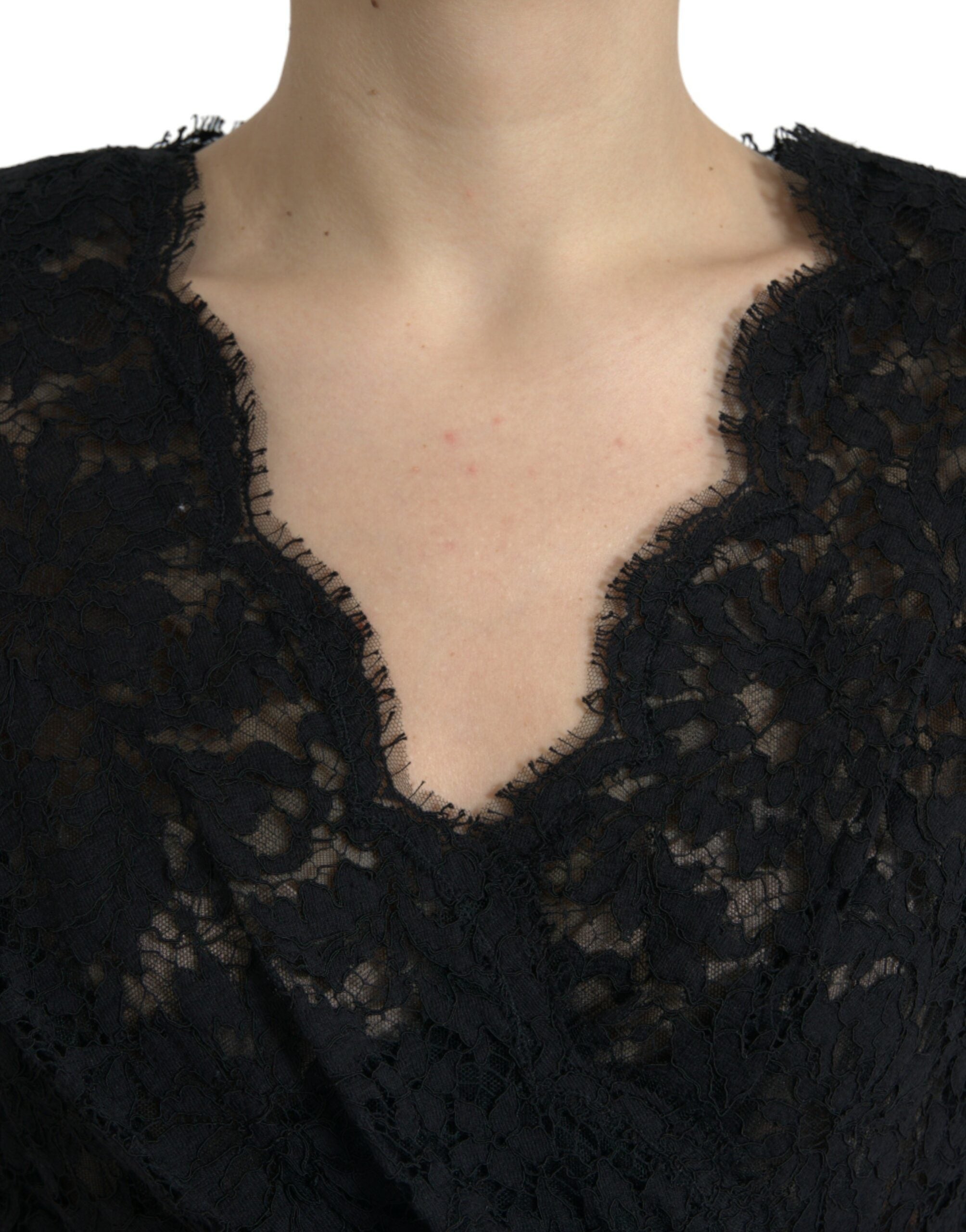 Dolce &amp; Gabbana Black Bodycon Lace Cotton Sheath Mini Dress