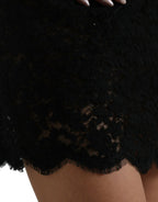 Dolce &amp; Gabbana Black Bodycon Lace Cotton Sheath Mini Dress