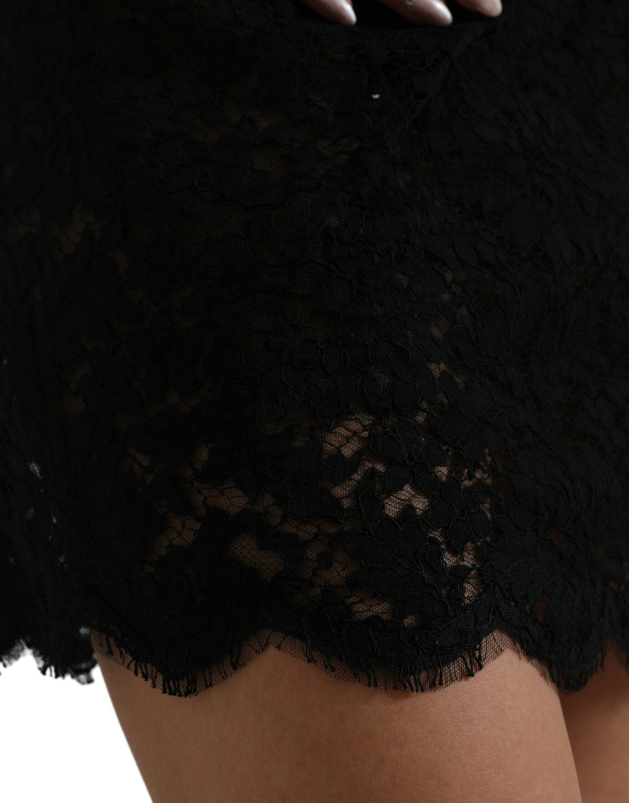 Dolce &amp; Gabbana Black Bodycon Lace Cotton Sheath Mini Dress