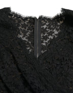 Dolce &amp; Gabbana Black Bodycon Lace Cotton Sheath Mini Dress