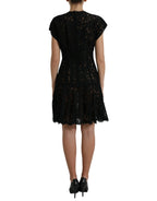 Dolce &amp; Gabbana Black Floral Lace Cotton A-line Mini Dress