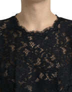Dolce &amp; Gabbana Black Floral Lace Cotton A-line Mini Dress