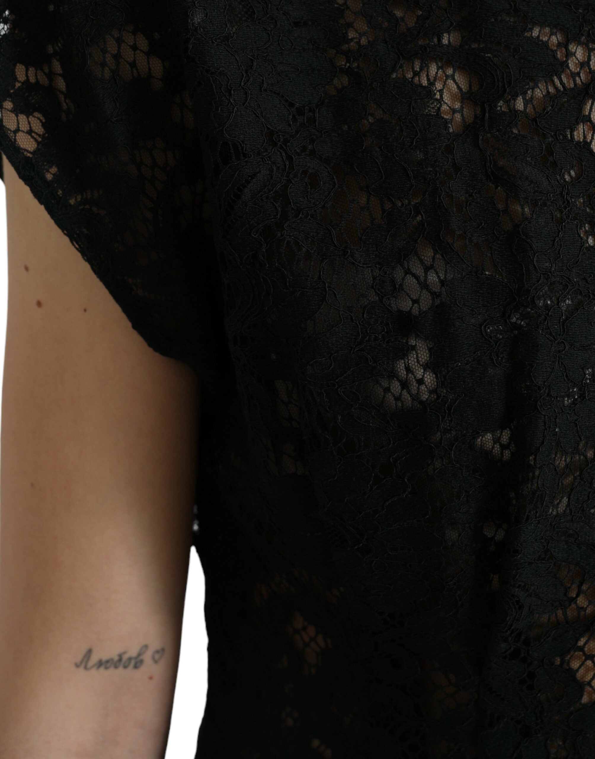 Dolce &amp; Gabbana Black Floral Lace Cotton A-line Mini Dress