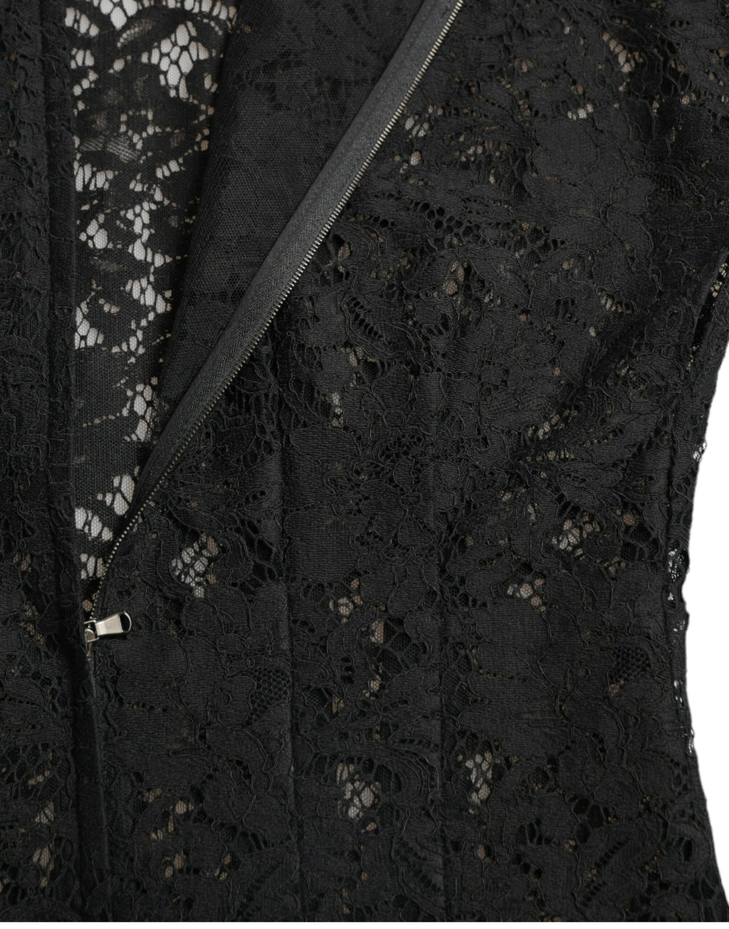 Dolce &amp; Gabbana Black Floral Lace Cotton A-line Mini Dress