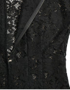 Dolce &amp; Gabbana Black Floral Lace Cotton A-line Mini Dress