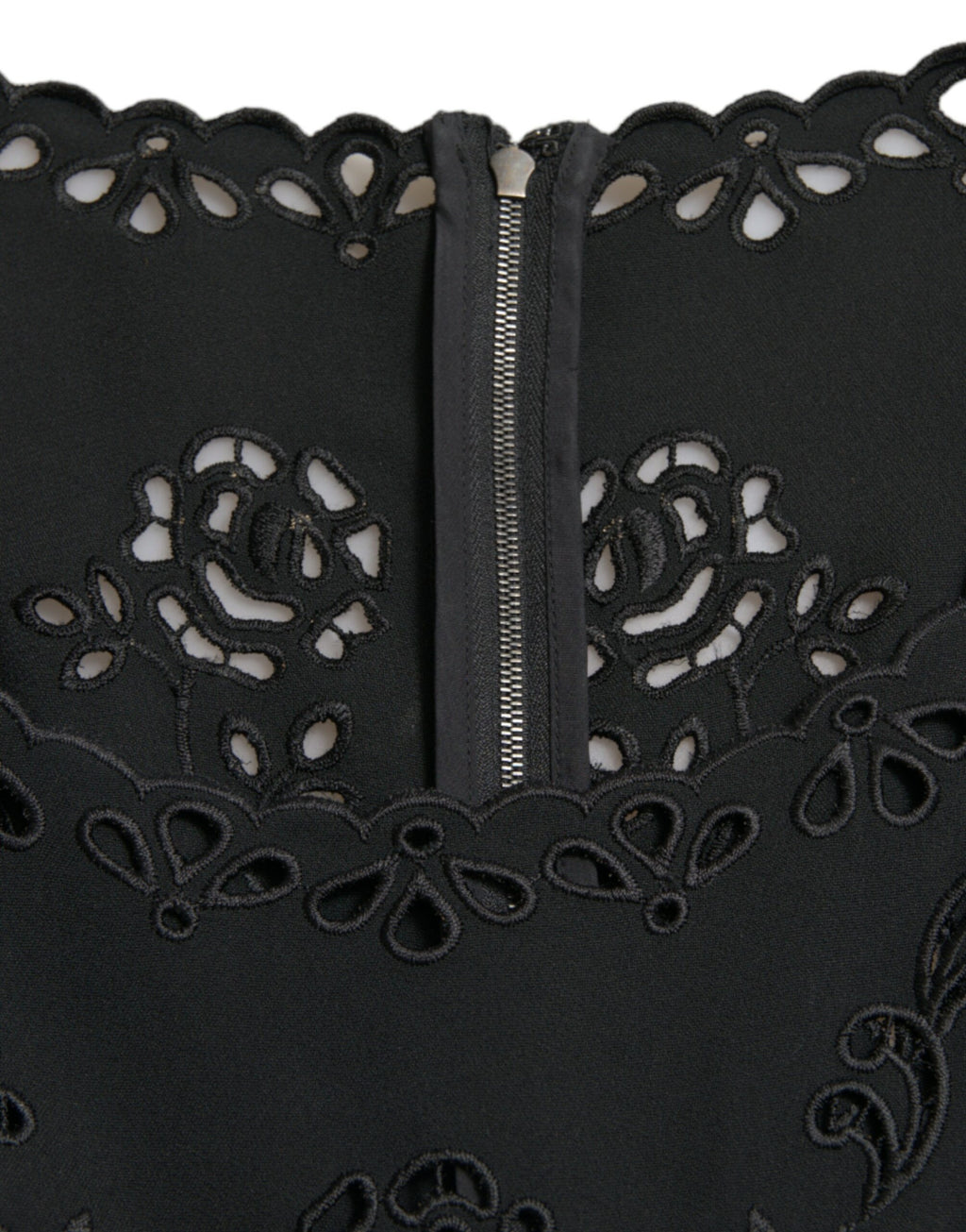 Dolce &amp; Gabbana Black Floral Lace Viscose Bodycon Midi Dress