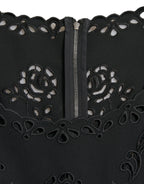 Dolce &amp; Gabbana Black Floral Lace Viscose Bodycon Midi Dress