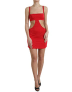 Dolce &amp; Gabbana Red Cutout Nylon Sheath Sleeveless Mini Dress