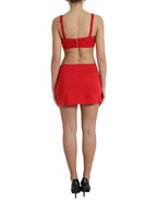 Dolce &amp; Gabbana Red Cutout Nylon Sheath Sleeveless Mini Dress