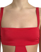 Dolce &amp; Gabbana Red Cutout Nylon Sheath Sleeveless Mini Dress