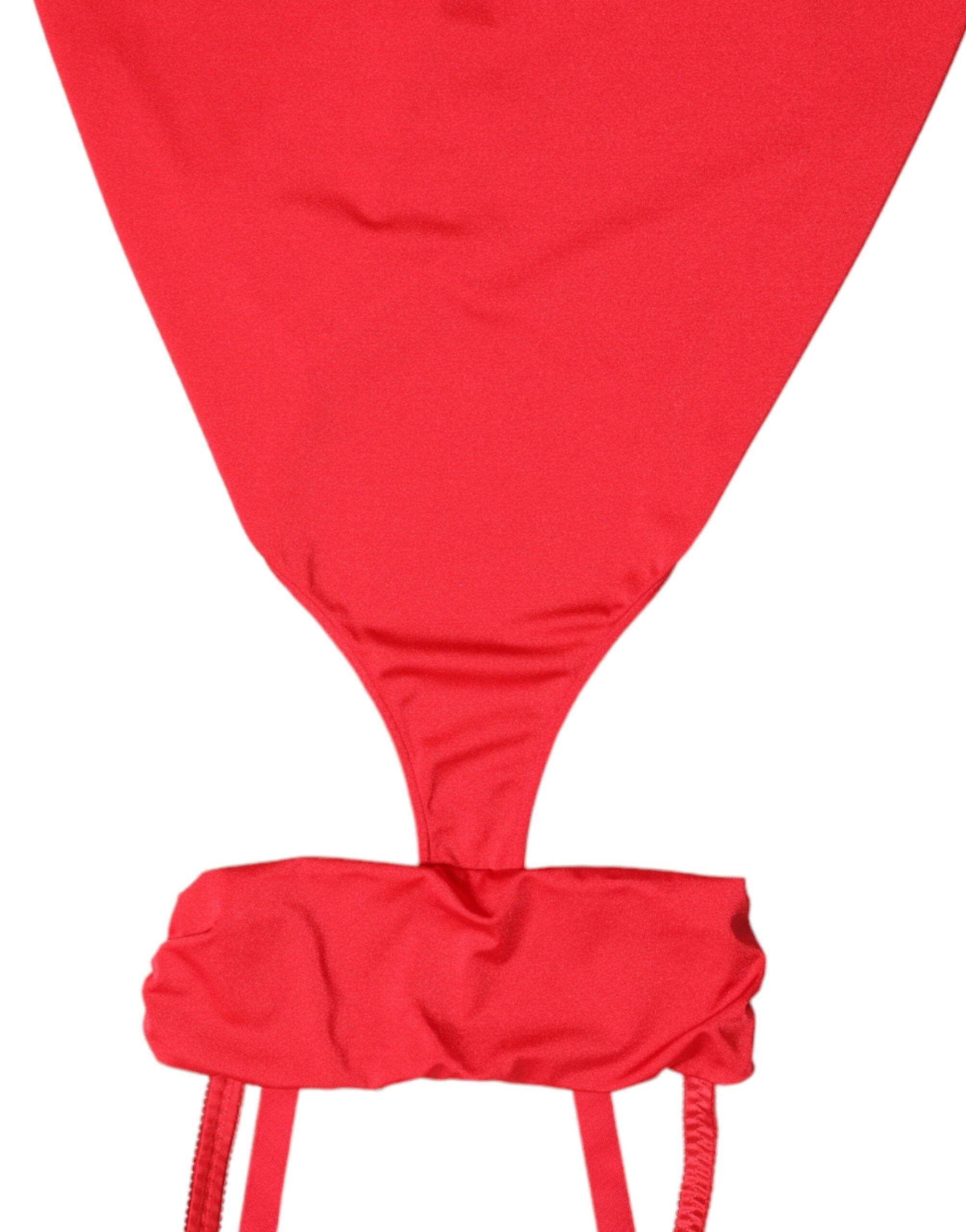 Dolce &amp; Gabbana Red Cutout Nylon Sheath Sleeveless Mini Dress