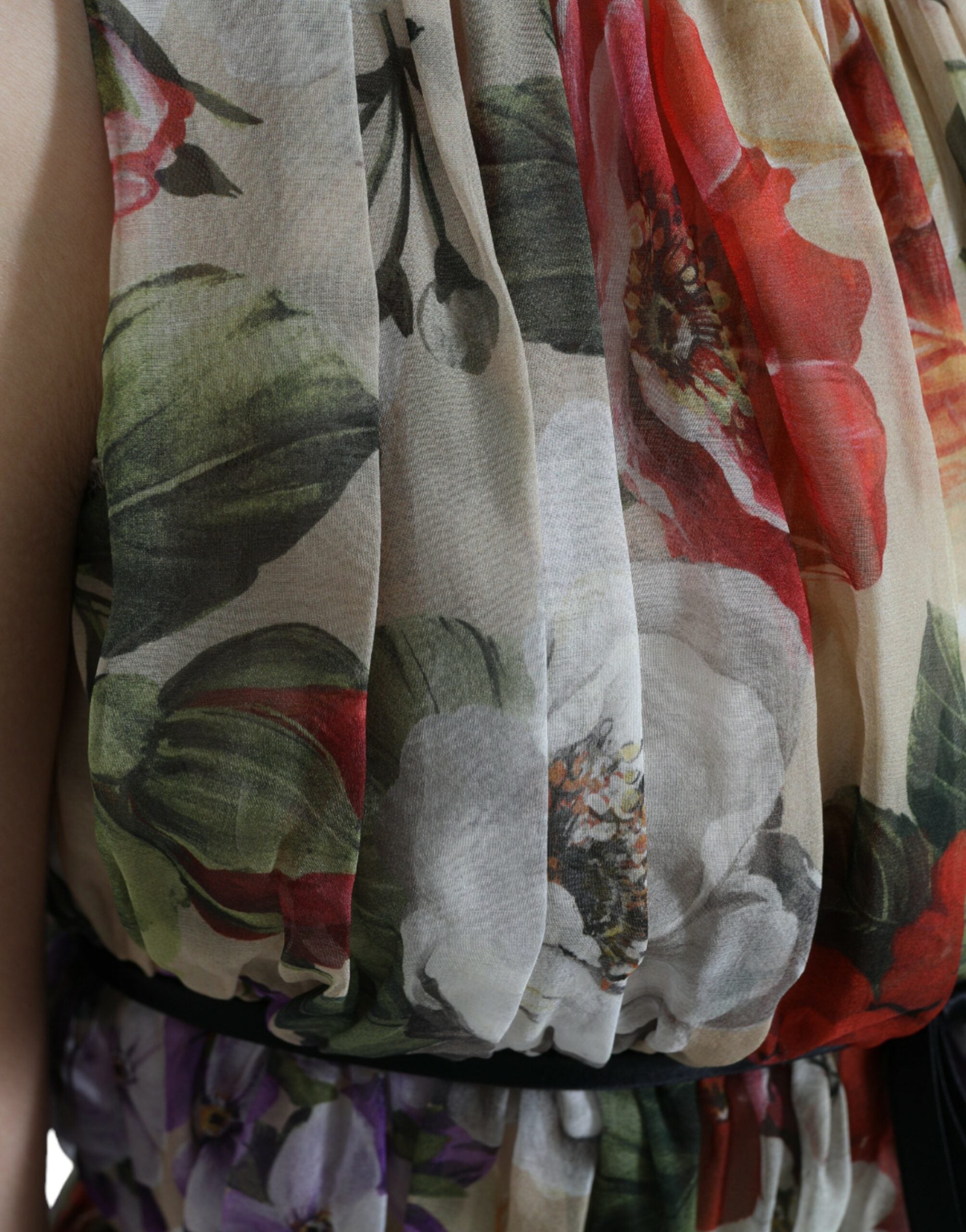 Dolce &amp; Gabbana Beige Floral Sleeveless A-line Mini Dress