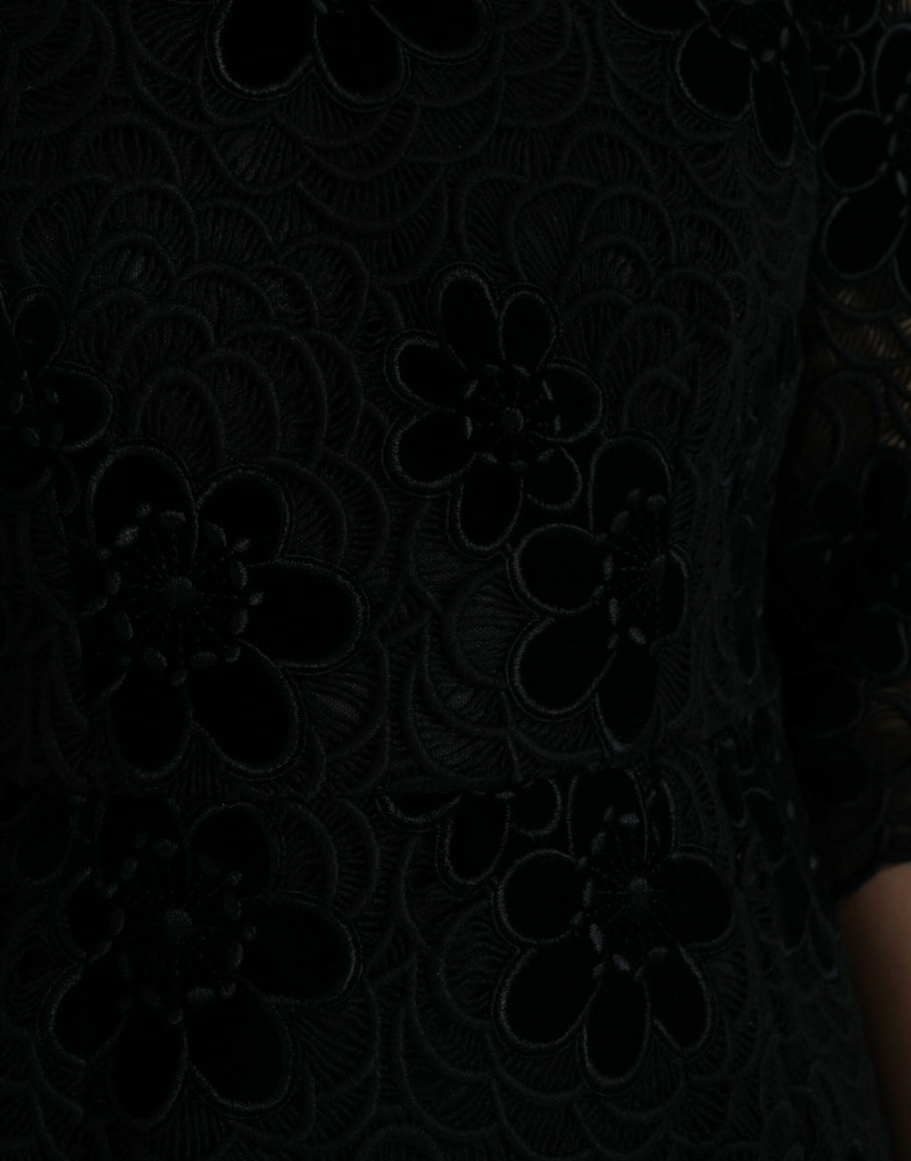 Dolce &amp; Gabbana Black Floral Lace Cotton Bodycon Dress