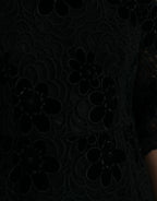 Dolce &amp; Gabbana Black Floral Lace Cotton Bodycon Dress