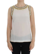Dolce &amp; Gabbana White crystal embellished tank top