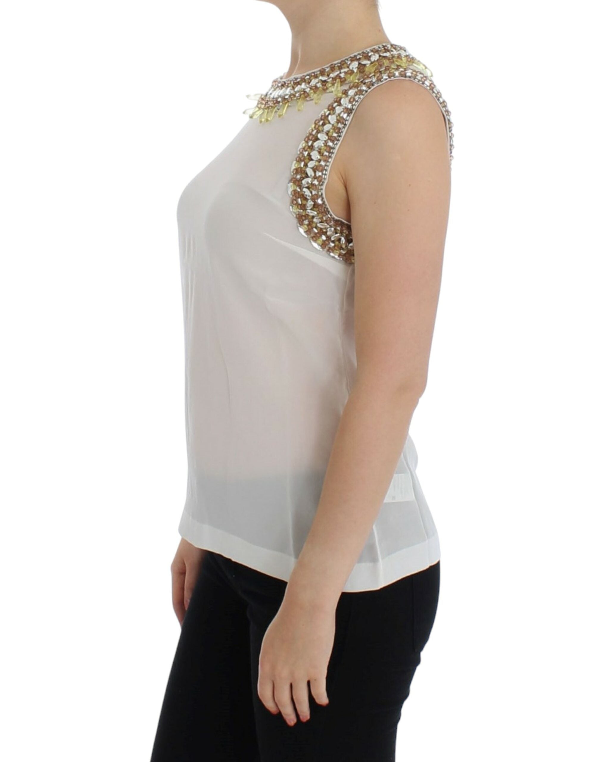 Dolce &amp; Gabbana White crystal embellished tank top