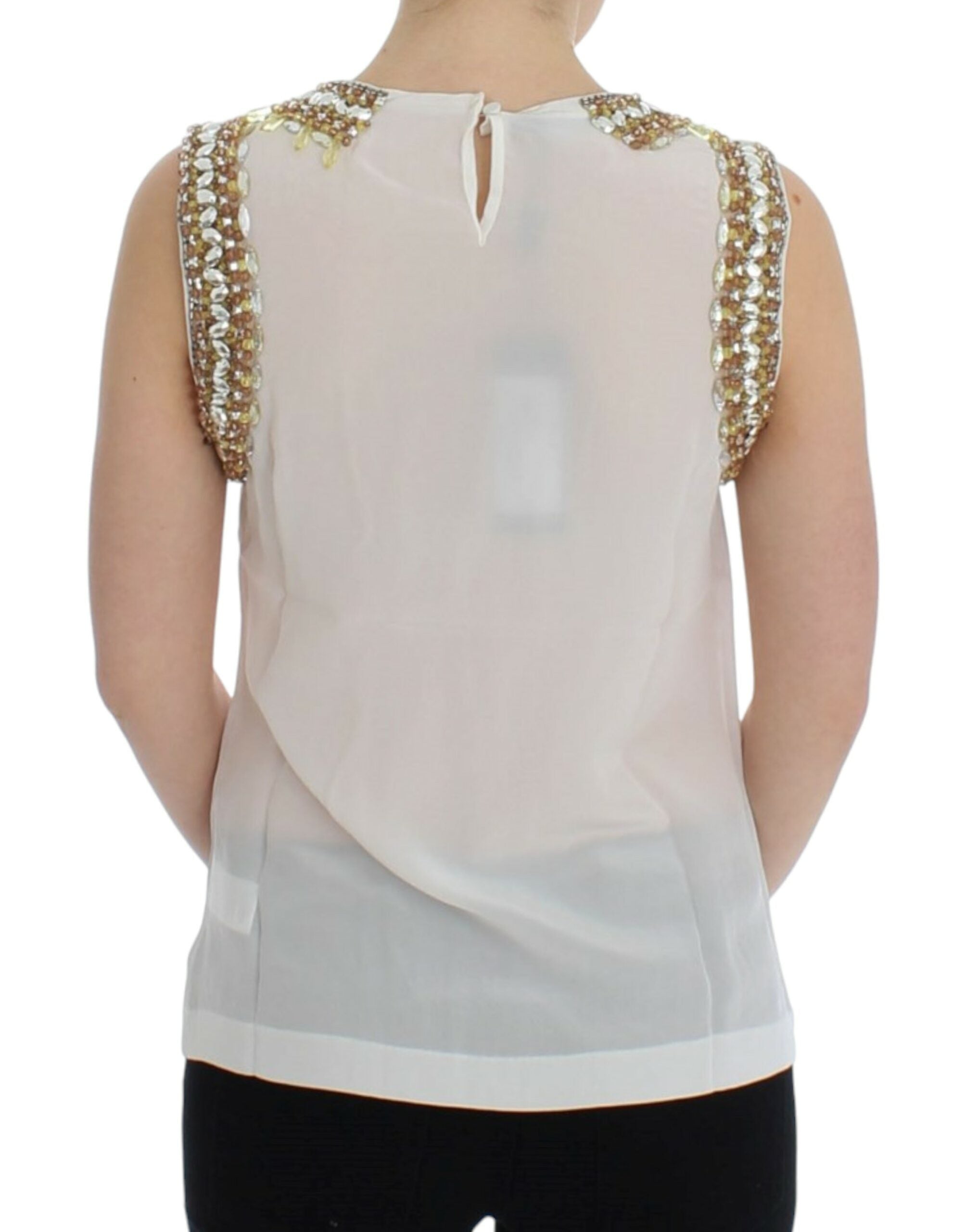 Dolce &amp; Gabbana White crystal embellished tank top