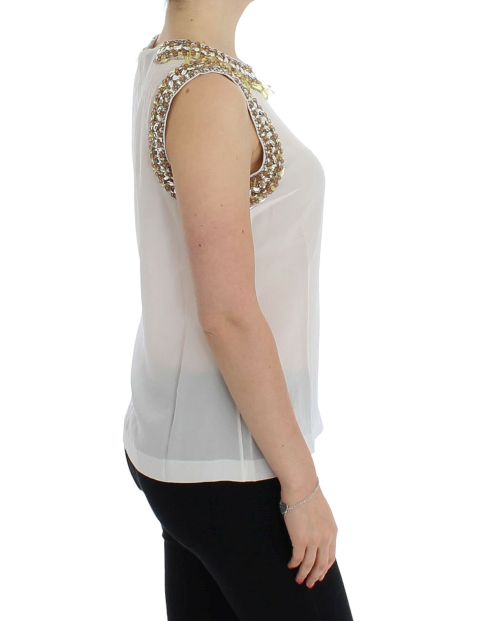 Dolce &amp; Gabbana White crystal embellished tank top