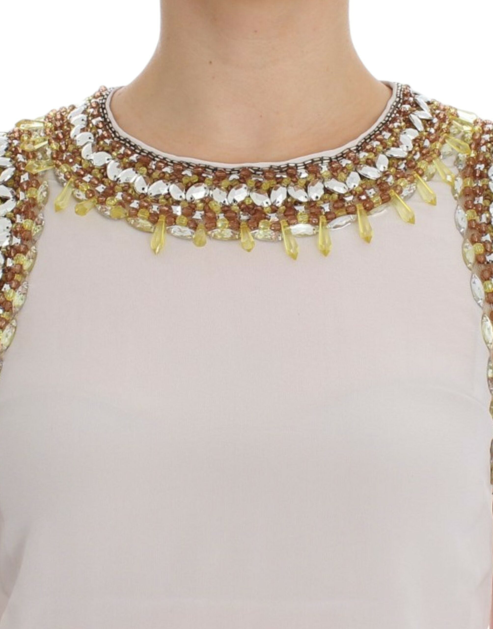 Dolce &amp; Gabbana White crystal embellished tank top