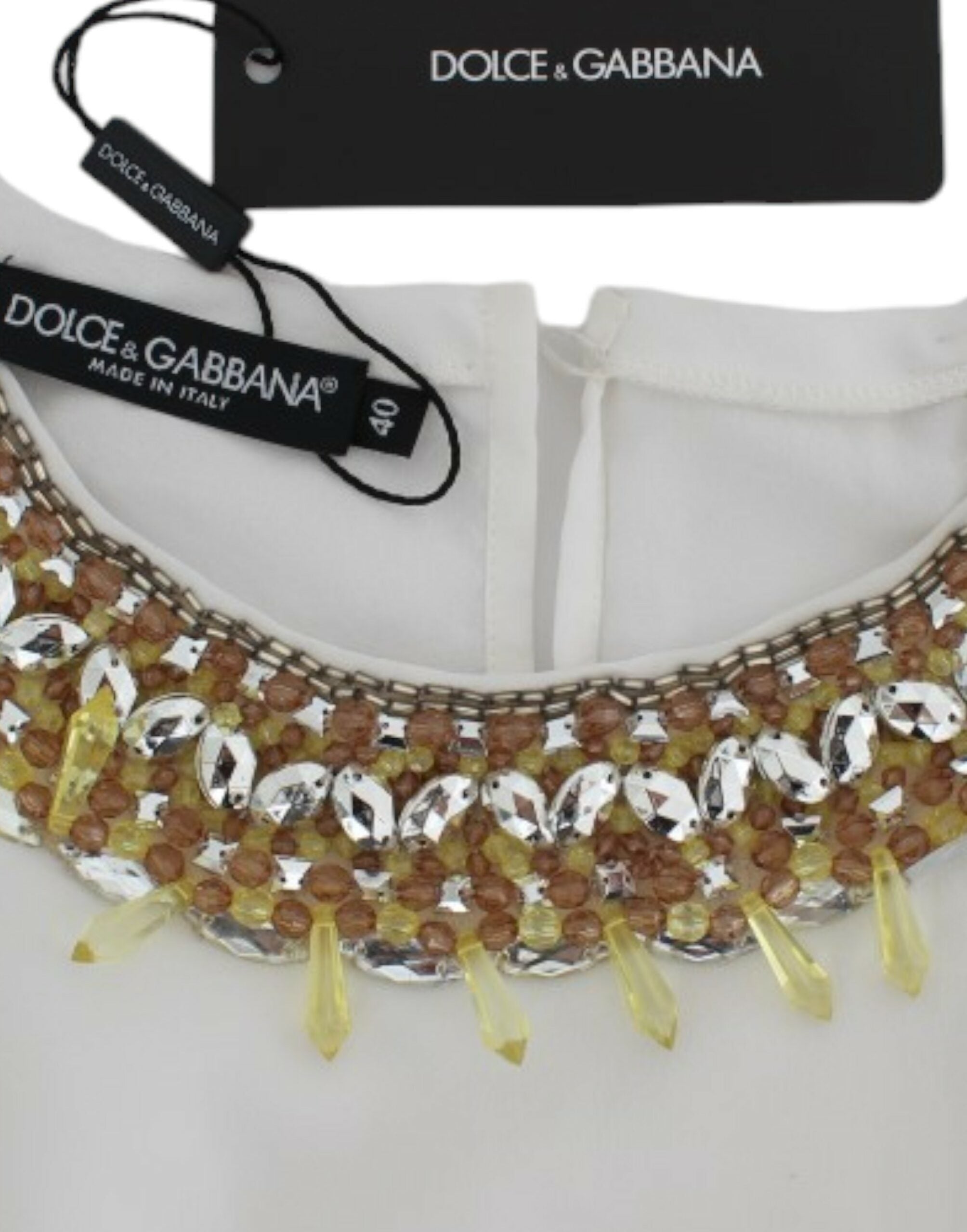 Dolce &amp; Gabbana White crystal embellished tank top