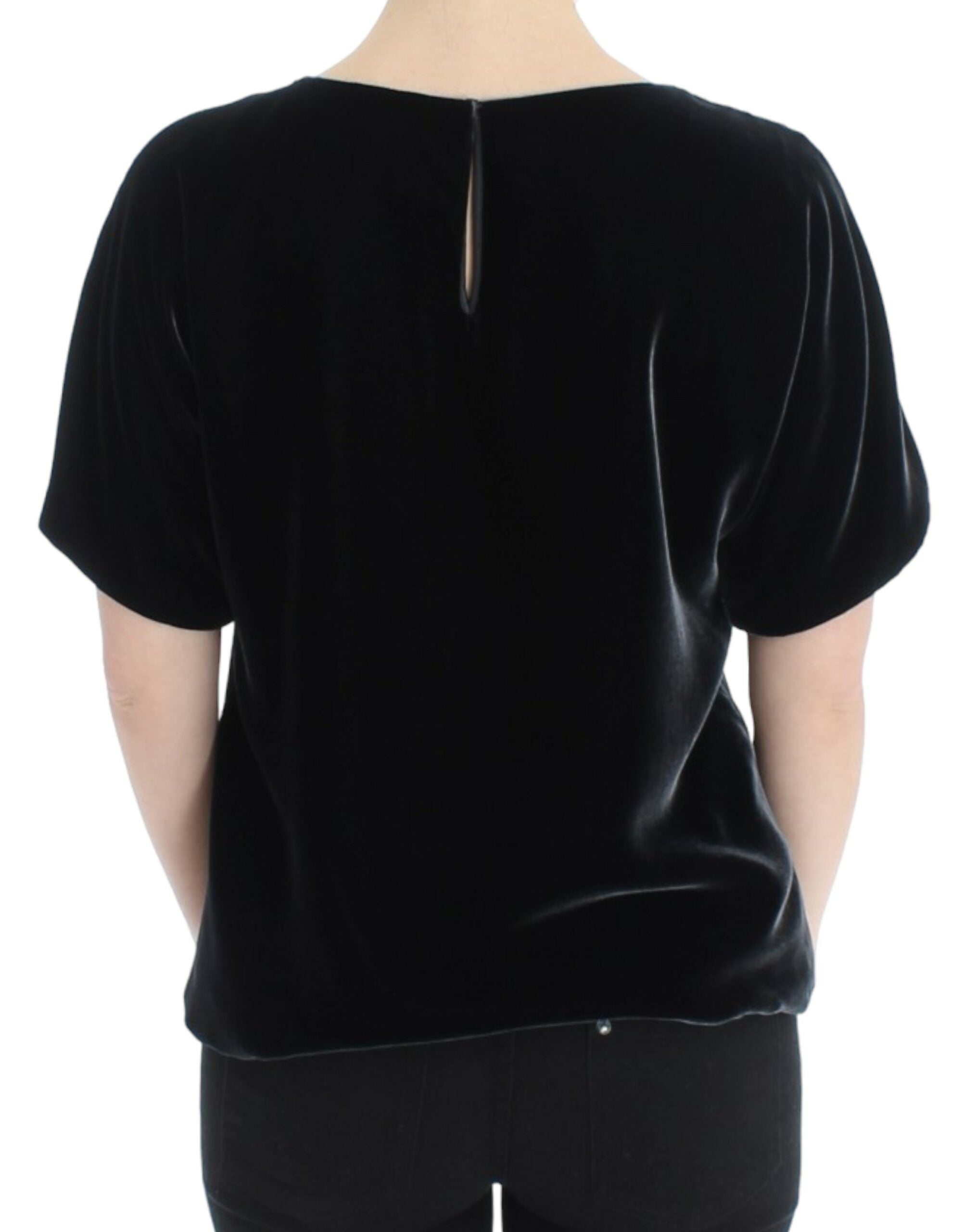 Dolce &amp; Gabbana Black velvet shortsleeved blouse