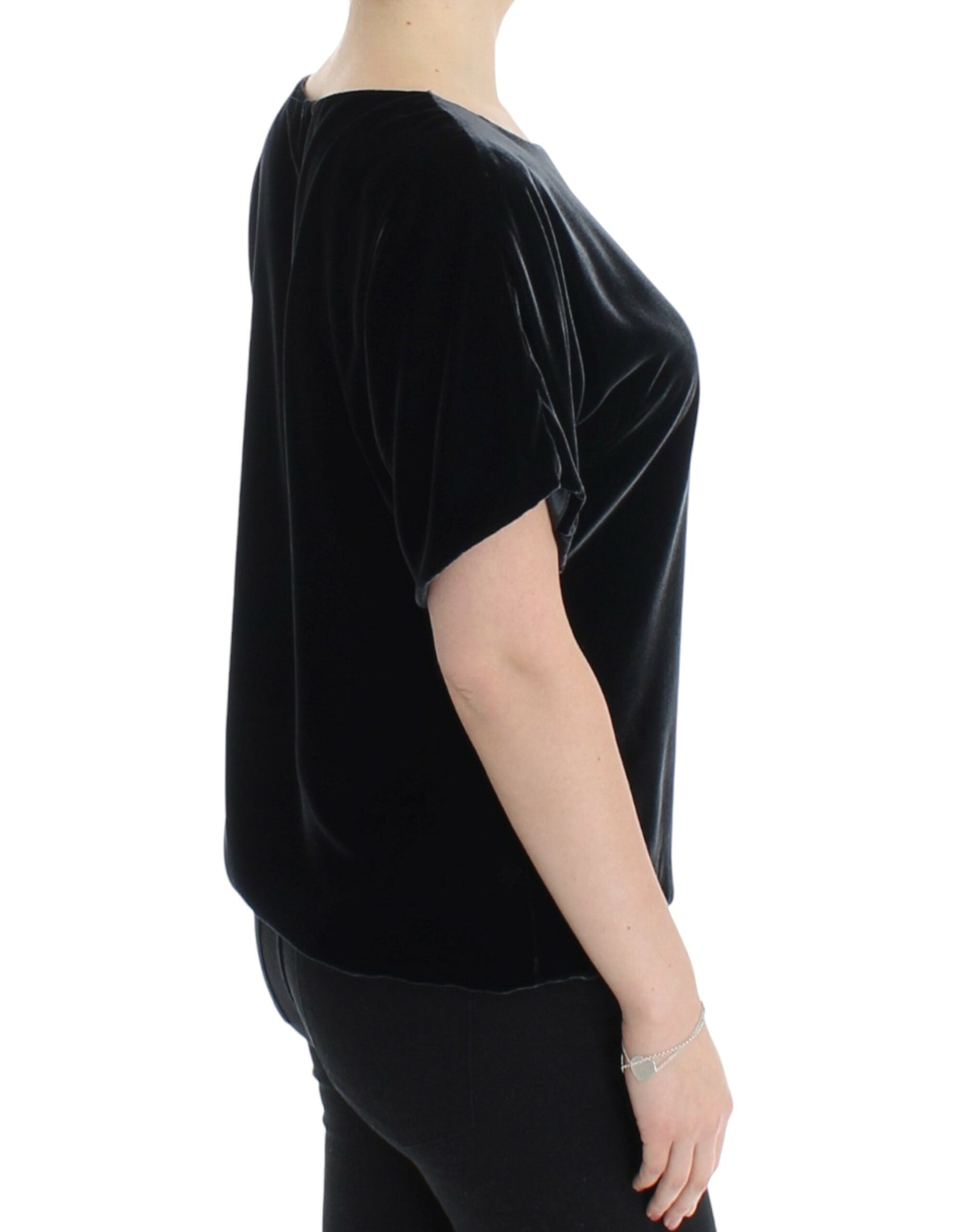 Dolce &amp; Gabbana Black velvet shortsleeved blouse