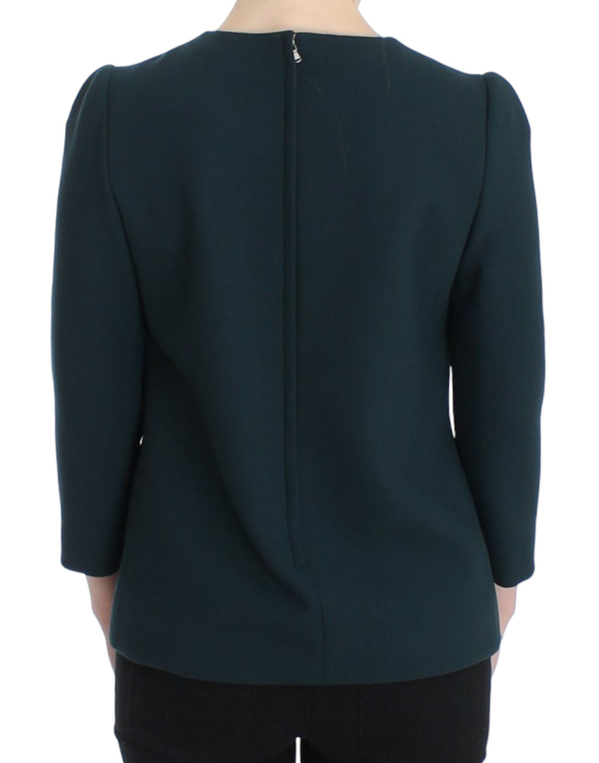 Dolce &amp; Gabbana Green 3/4 sleeve wool blouse